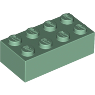 Lego kostka (kostička) 2x4, pískově zelená (4155057, 4517510, 4623295, 4642412, 6075626)